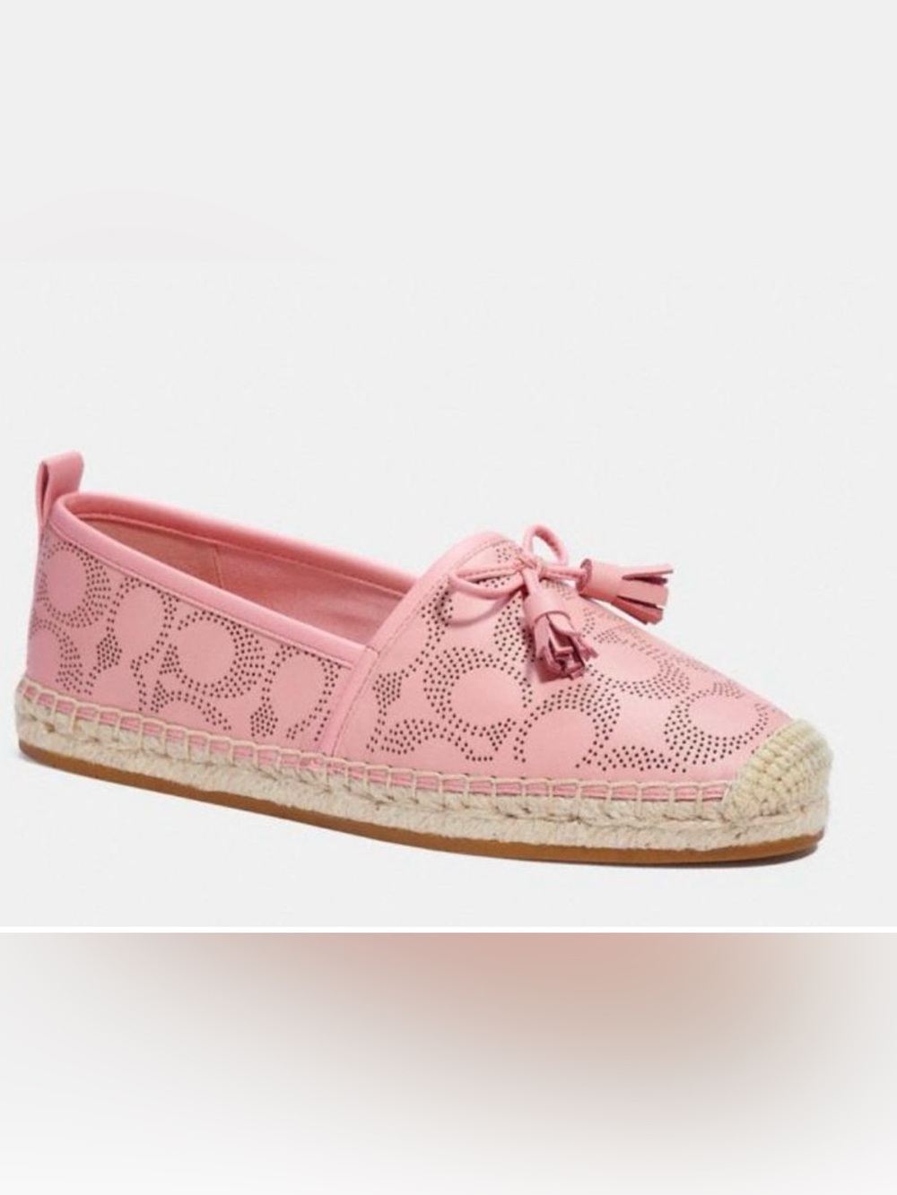 COACH || Carson Pink Signature Leather Tassel Espadrilles Flats. Sz. 11